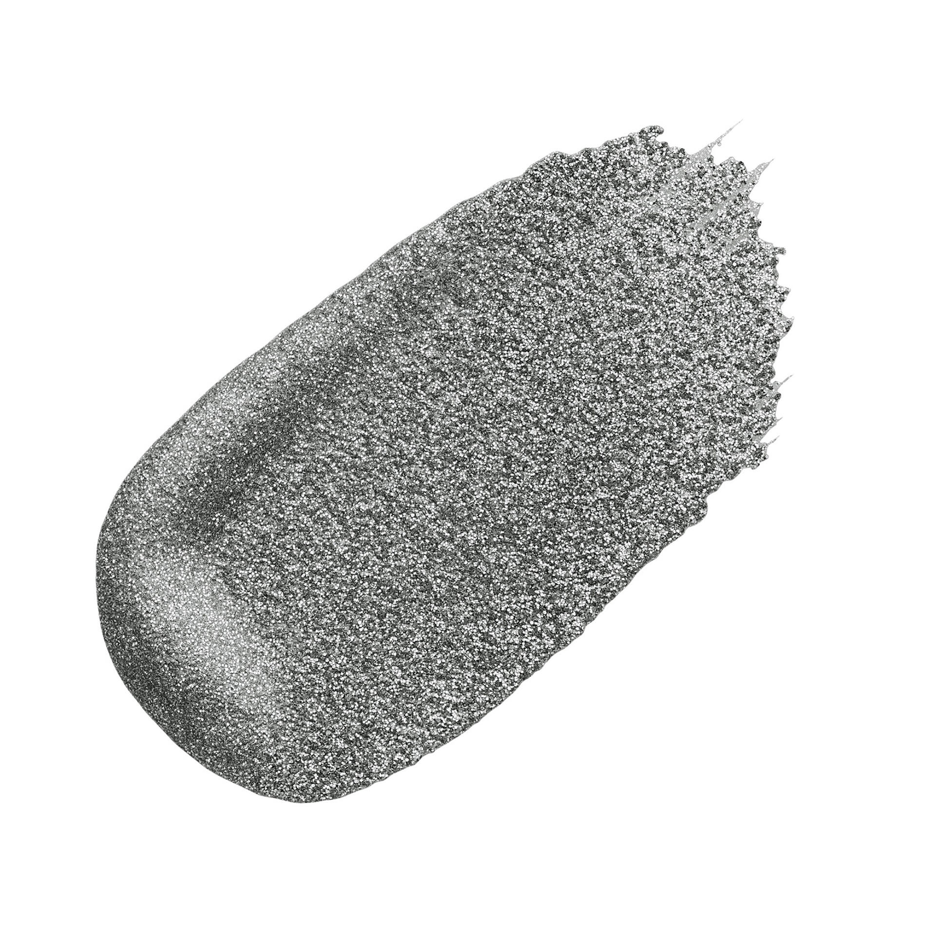 a smear or dollop of silver glitter liquid eye shadow showing the texture of the product